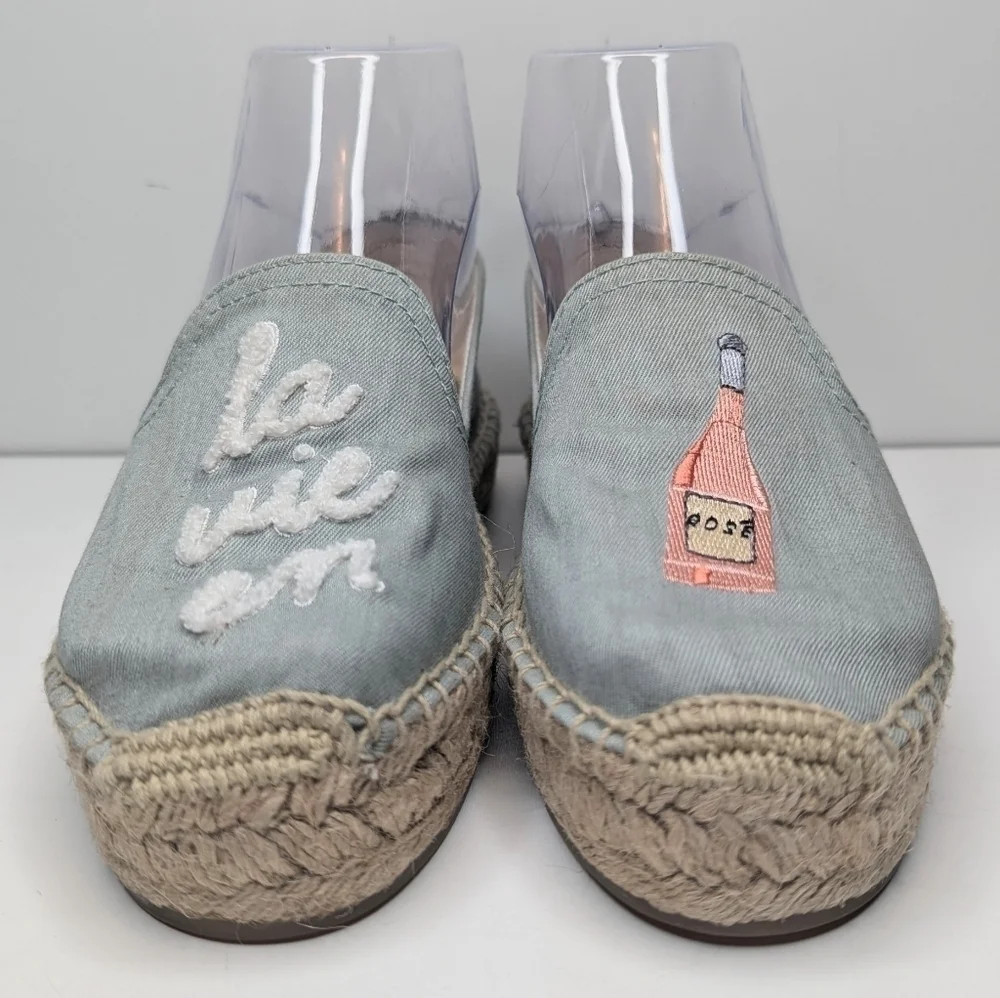 Soludos La Vie En Rose smoking slipper espadrille blue pink size 6.5